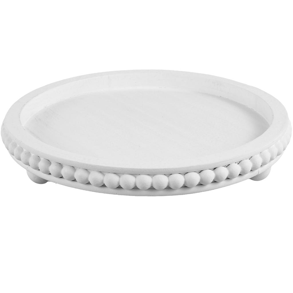 Round Wood Tray Rustic Wood Beaded Tray Elegant Serving Tray Decorative Coffee Table Tray Home Decor Kitchen Storage Tray