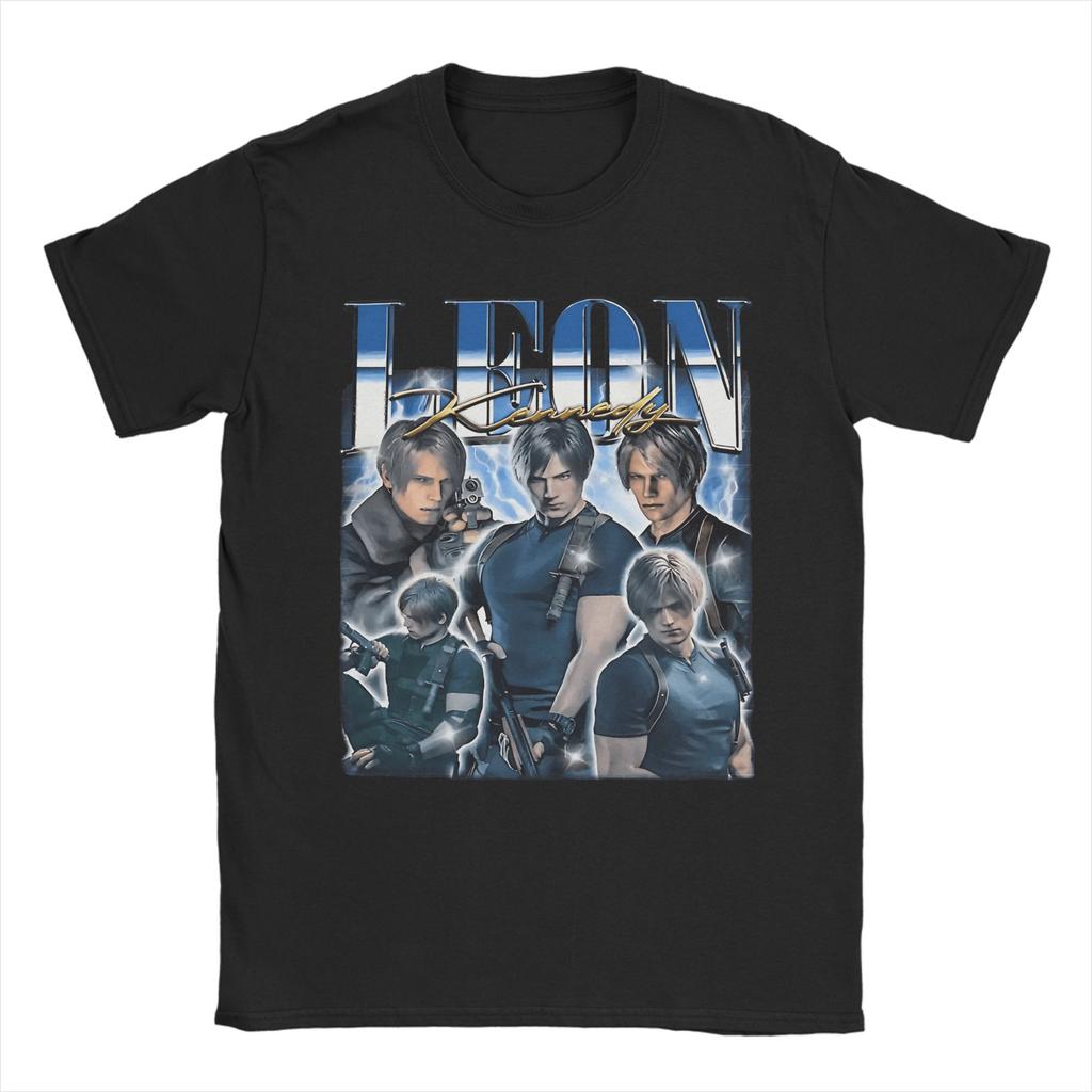 leon s kennedy T Shirt Beach Cotton TShirts For Men Hip Hop Loose Tee Shirt Short Sleeve Funny Top Tees