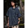 Summer Men'S New Style Distressed Washed Retro Short Sleeved Denim Shirt Street Trendy Workwear Military Style Shirt Top
