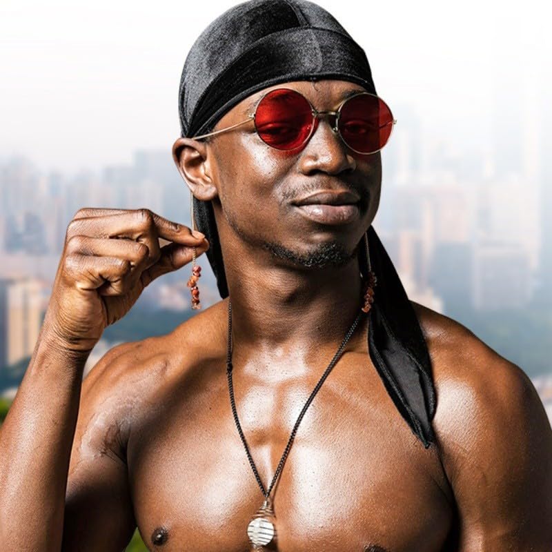 Seidiges Durag-Set für Männer und Frauen, Premium-Satin-Deluxe-Durag schwarz