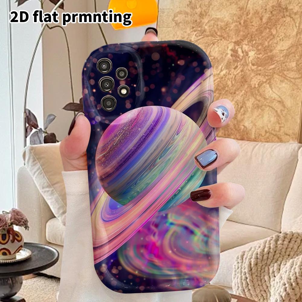 Phone Case: 2D Flat Samsung Galaxy A34 A35 M05 M06 S20 S22 S21 FE Plus 5G Protective Case, Couple Style, Colorful Ring Saturn, Christmas and Halloween