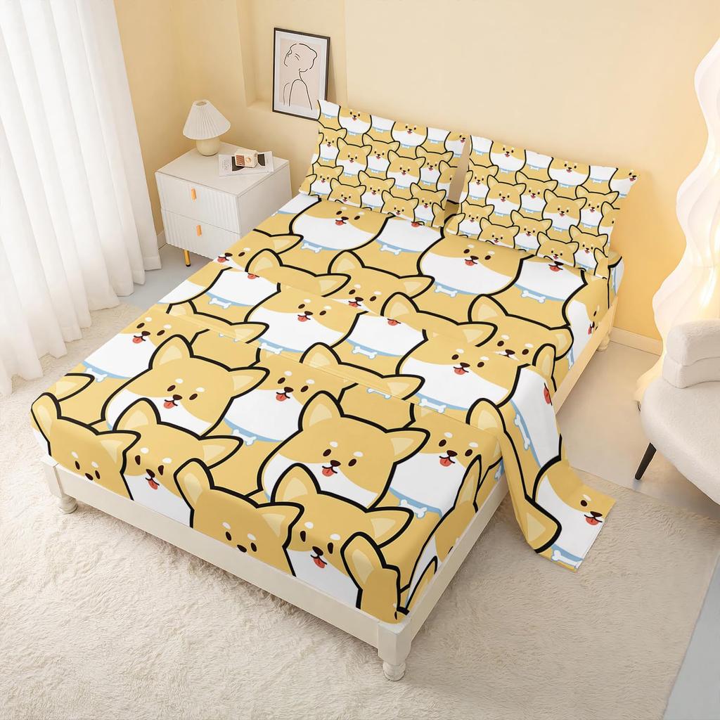 Cartoon Space Bunny Pattern Bed Hat Four-Piece Bedding Set Bedroom Dormitory Bedding Decoration