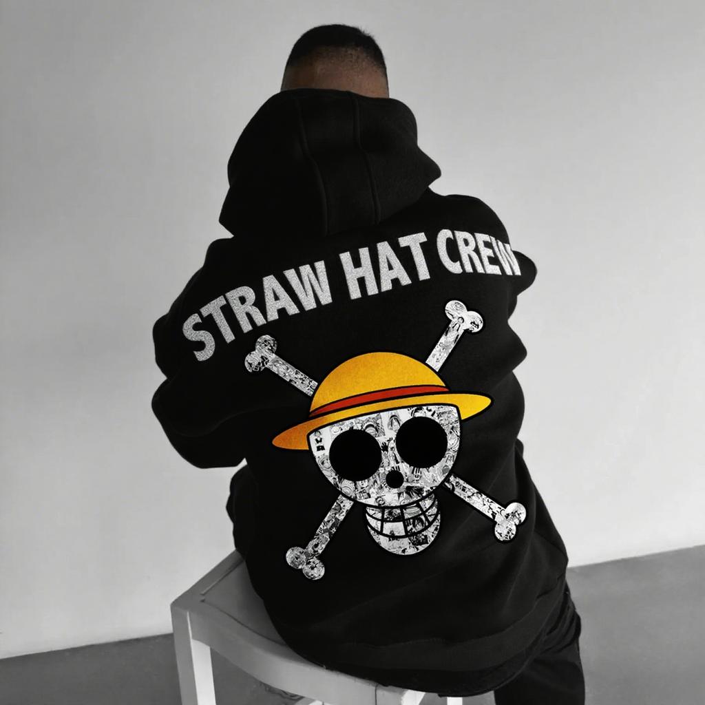 Bluza z kapturem Anime Mężczyźni Kobiety One Piece Załoga Słomkowego Kapelusza Oversize Casualowa Bluza z nadrukiem Streetwear Cosplay Wiosna Jesień Moda
