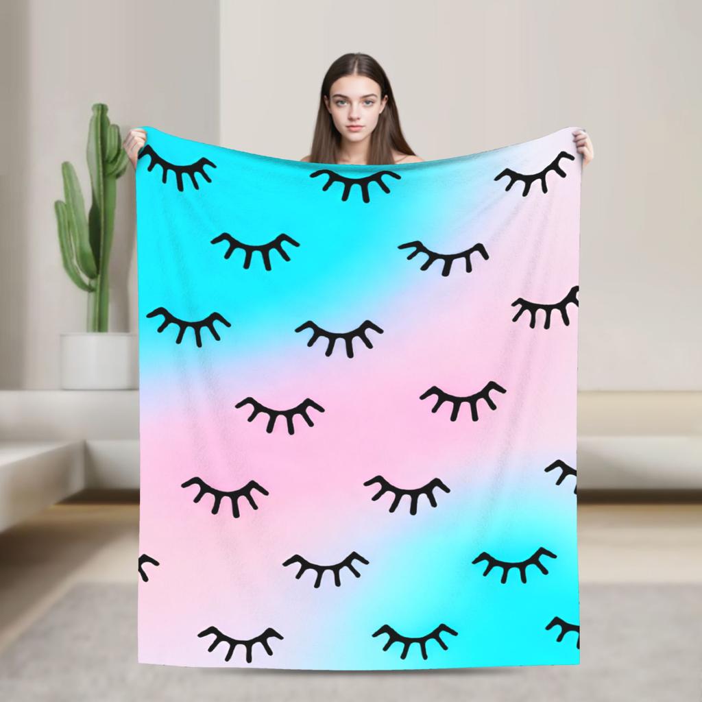 Eyelash Cartoon Eyelashes Blanket Fleece Autumn/Winter Multi-function Lightweight Thin Throw Blankets for Home Office Bedspreads