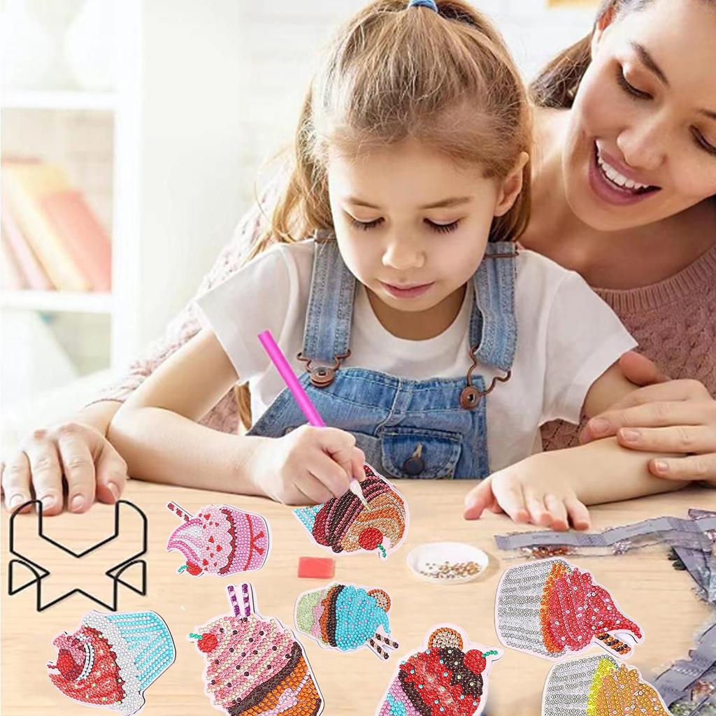 10pcs Diamond Art Coaster Kit BetterJonny 5D Diamond Painting Kit with Holder DIY Cake Coaster Diamond Painting Wooden Diamond Painting Coaster Set