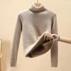Office-lady Dolcevita Solido Maglione Donna Autunno Inverno Casual Pile Addensato Caldo Pullover Moda Loose Fit Soft Top 29760