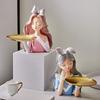 Cute Girl Key Holder Figurine Entrance Crafts Resin Table Sculpture Candy Sundries Household Supplies for Office Coffee Shop