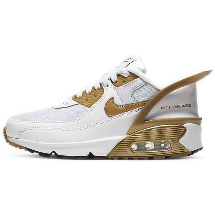 

Кроссовки Nike Air Max 90 FlyEase GS Metallic Gold Белый Черный CV0526-100