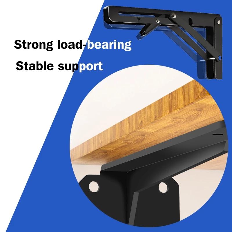 1Set Folding Bracket For Shelf Table Desk Heavy Duty Floating Triangle Shelf Collapsible Space Saving DIY Wall Mounted Bracket