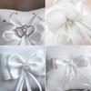 White Silk Jute Ring Bearer Pillow 15*15cm 20*20cm Jewellery Cushions Ribbon Bowknot Ring Pillow