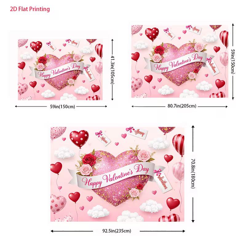2D Rose Glitter Heart Backdrop for Valentine's Day & Couple Party Decor