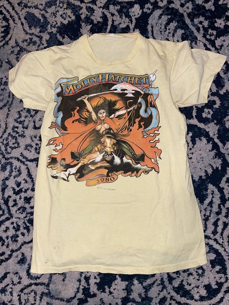 

1980 Molly Hatchet Тур Футболка Унисекс Хлопковая Футболка Все Размеры S -5XL BO194 Унисекс Футболка Футболка с Принтом M