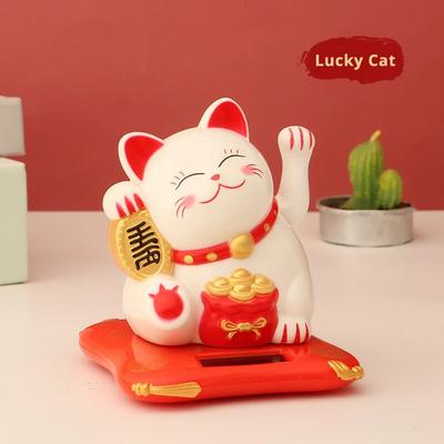 1pc Lucky Beckoning Cat Solar Powered Waving Wealth Good Fortune Awaits Solar-Powered Ornaments For Home, Office