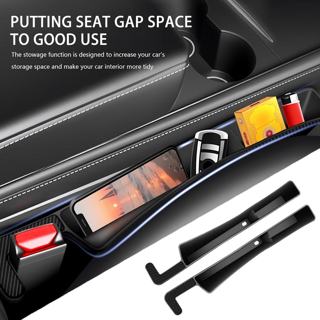 2PCS Car Seat Gap Filler Organizer With Charging Port,Upgrade Cars Gap Filler With Larger Storage Space Reducing Item Loss,Flexible No Drop Seat