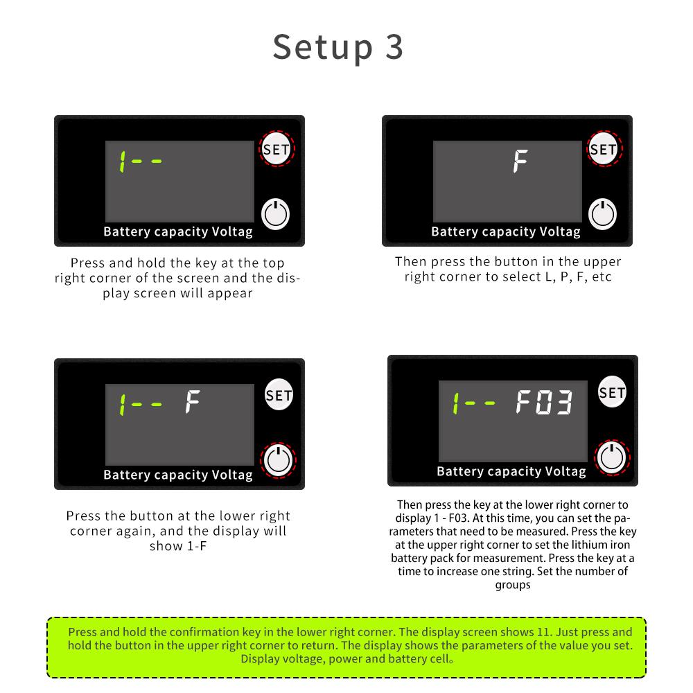 Battery Capacity Indicator Lead Acid Lithium LiFePO4 Digital Voltmeter Ammeter Meter Wattmeter with Temperature Alarm DC 8-100V