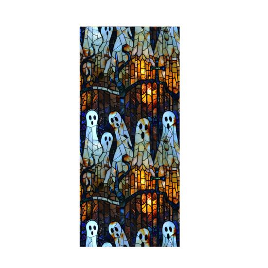 Halloween Window Sticker Stained Glass Style Witch Bats Decal Removable Pumpkins Ghosts Static Window Cling for Party Decoration