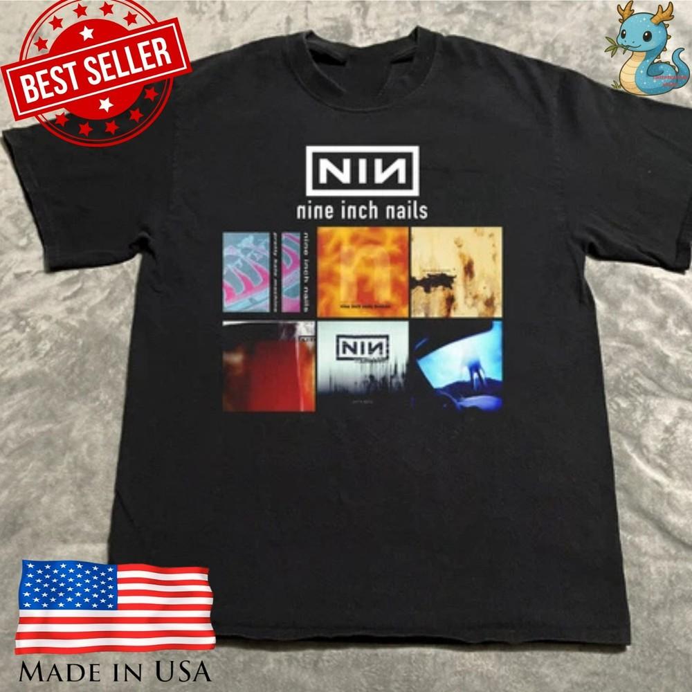 

Repint Nine Inch Nails T-Shirt NIN Rock Band Graphic Black Tee Unisex T-Shirt S