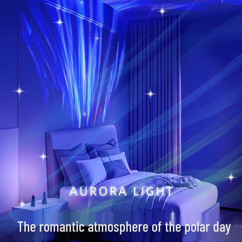 Aurora Starry Sky Projection Lamp: Romantic Bedside Night Light with Colorful Atmosphere A105.
