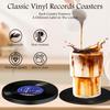 Tsevsesno Set of 6/4 Retro Record Vinyl Coasters for Drinks,Funny Home Decor & Housewarming Gifts New Home, for Music Lovers (4)