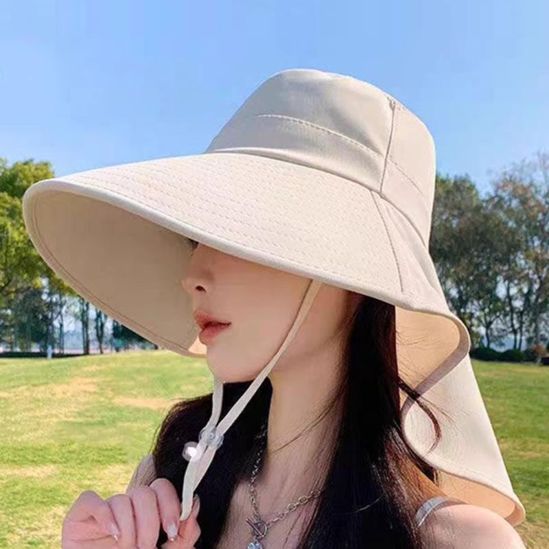 Breathable Sun Hat for Women Neck Cover Hat with Neck Flap Wide Brimmed Hat Adjustable Fashionable Sports Hat