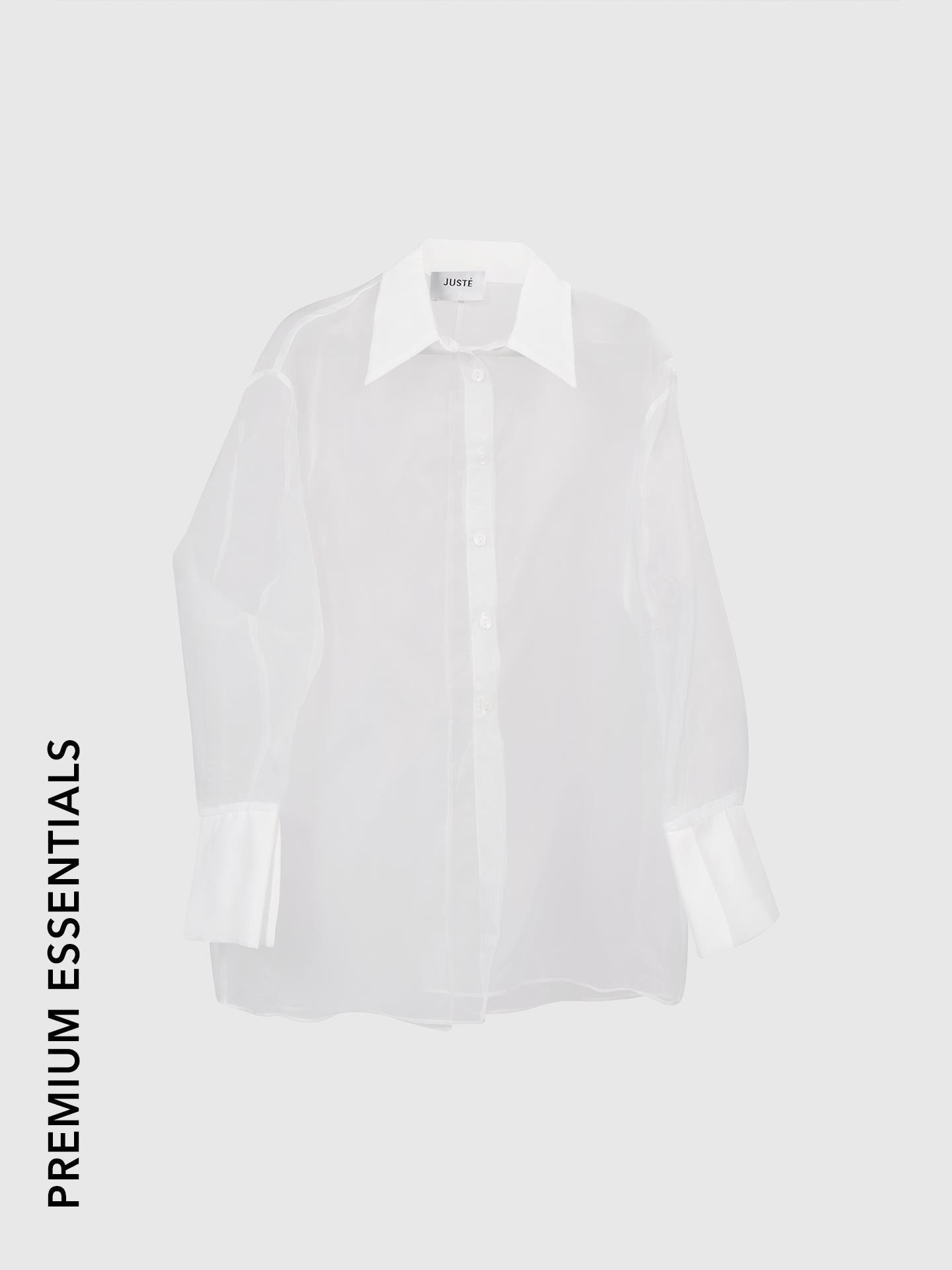 

Рубашка из органзы Oversize цвета экрю M-L разноцветный