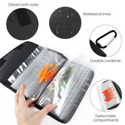 Fishing Lure Storage Wallet Waterproof Bait Bag Fishing Tackle Bag with Carabiner Soft Bait Case