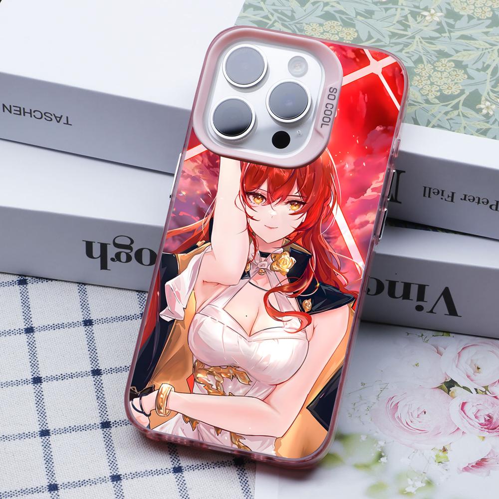 HSR Himeko Pink Translucent Mobile Phone Case for iPhone 17 16 15 14 13 12 11 X XR XS Air Pro Max Plus Colorful Cover