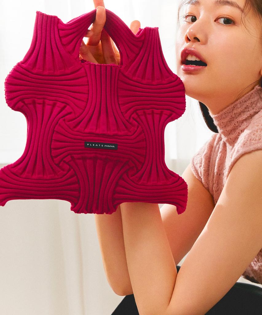 Pleatsmama Bow Bag Deep Pink