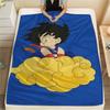 Son Goku Anime Print Flannel Blanket, Versatile Use for Sofa Bed Chair, Picnic Travel, Warm Bedroom Decor -HE25