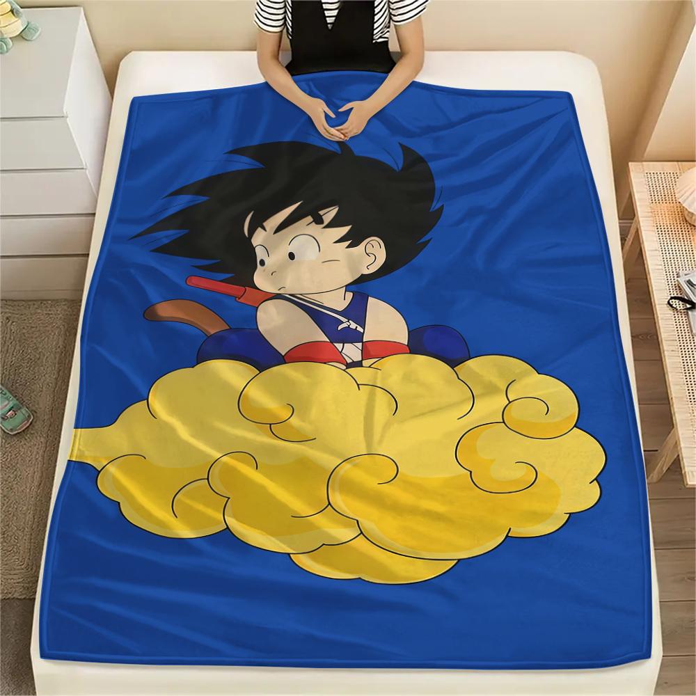 Son Goku Anime Print Flannel Blanket, Versatile Use for Sofa Bed Chair, Picnic Travel, Warm Bedroom Decor -HE25