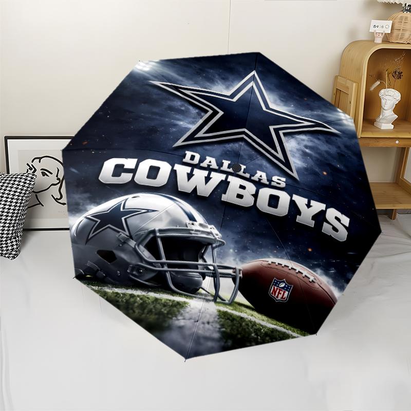 Dallas Cowboys Print Automatic Umbrella, 8 Rib Iron Frame, Plastic Handle, Suitable for Outdoor Travel &Daily , Ideal Gift