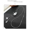 Elegant Long Pendant Necklace With Tulip Cats Eye Stone Flower Design Women Gold Or Tone Alloy Snake Chain 81cm
