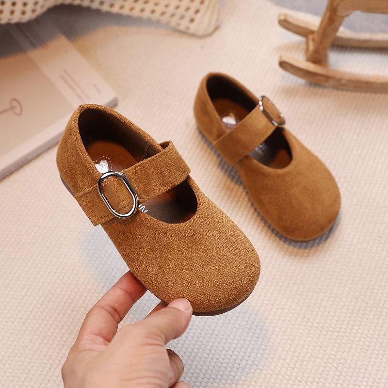 Kids Suede Metal Buckle Mary Jane Flat Shoes