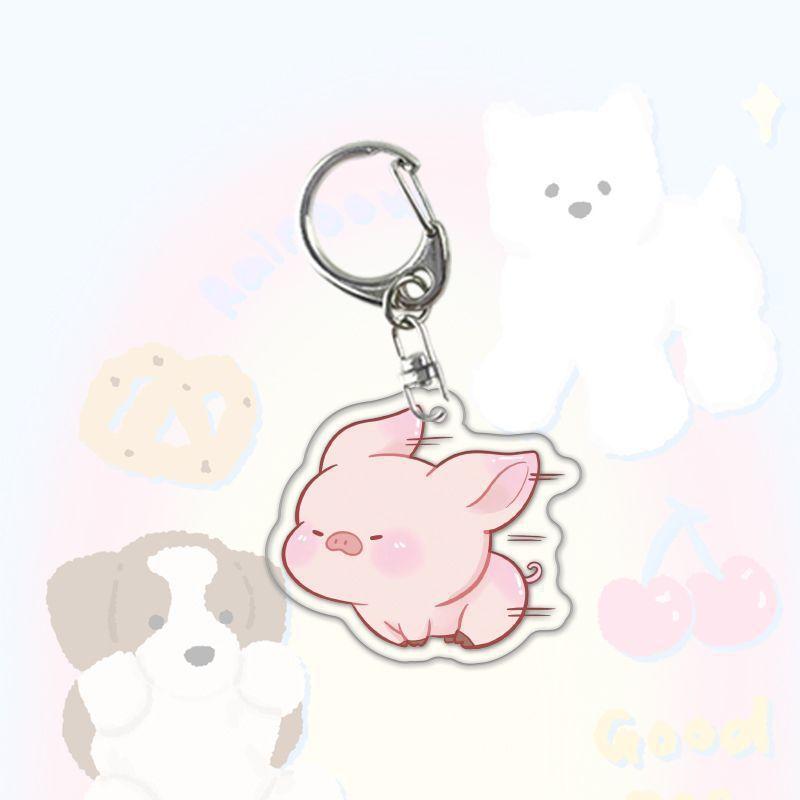 Running Animal Cat Dogs Pets Acrylic Funny Toy Animal Key Ring for Women Men DIY Car Handbag Phone Case Pendant Accessories Gift