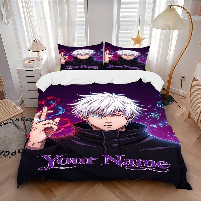 Name Bedding Set Personalized Washable Custom 3Pcs Duvet Cover Pillowcases Soft Microfiber Home Bedroom Gift