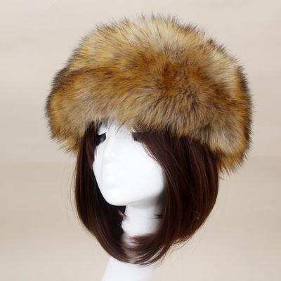 Women's Hat Faux Fox Fur Headband Hat Autumn and Winter Warm Headband Hat Plush Open Top Hat