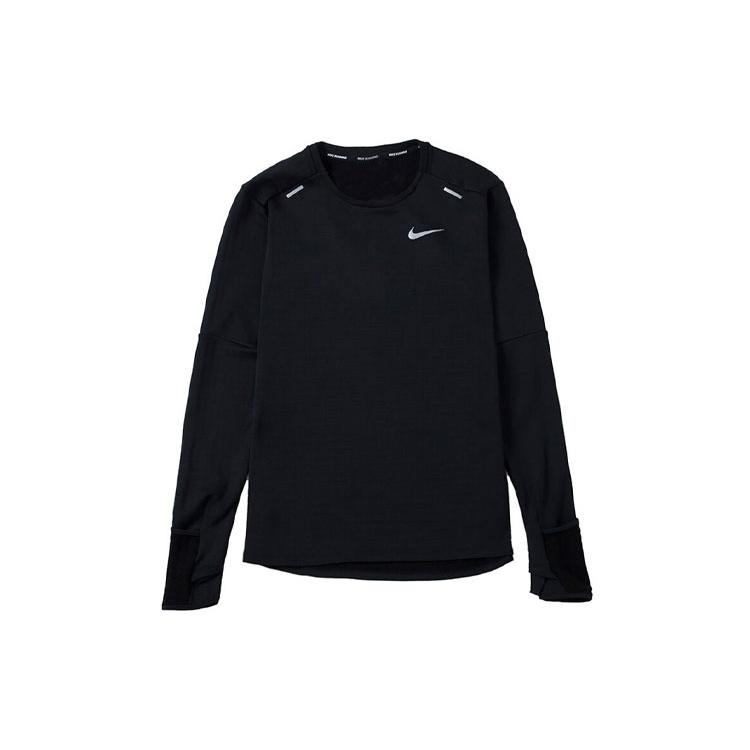 Men s Nike Solid Color Training Sports Round Neck Long Sleeves Black T-Shirt DD5650-010 M