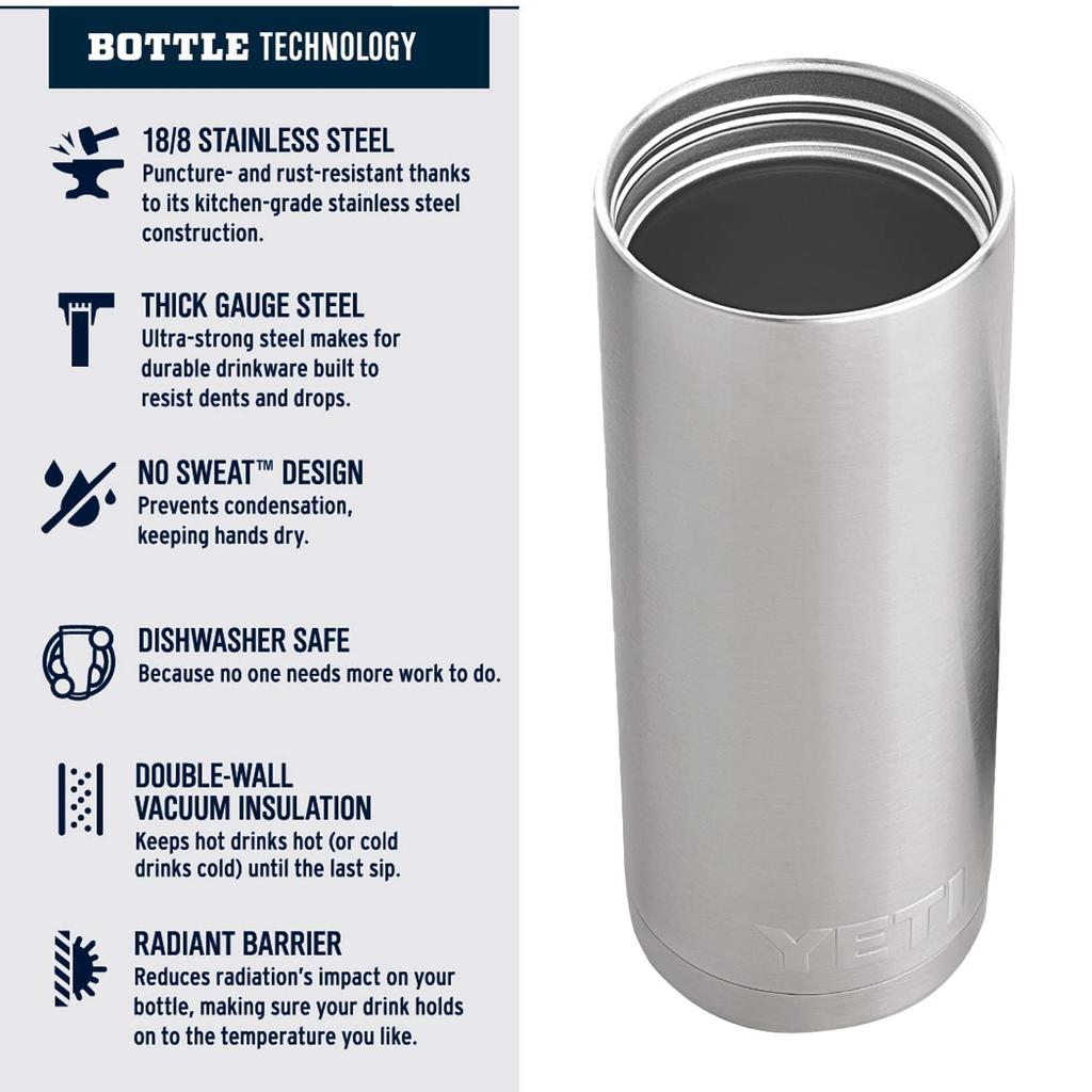 YETI Rambler 18 Bottle, Stainless Steel, Vacuum Insulated, with Hot Shot Cap, Nordic Blue