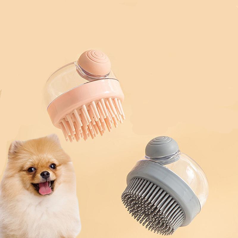 Dog Shower Brush Pet Dog Grooming Massage Bath Cleaning Brush with Shampoo Dispenser for Long Hair Dogs and Cats Shower