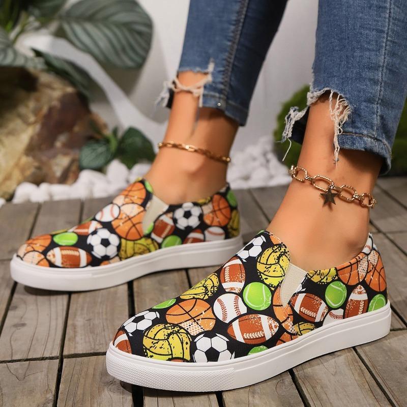 Large-sized Board Shoes Cartoon Low-top Women Wear Flat Elastic Band Single Shoes Outside