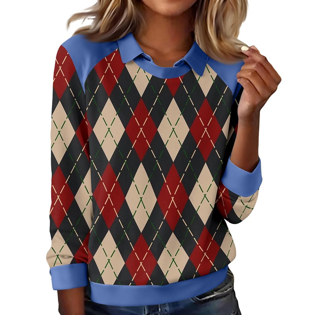 Women's Fashion Christmas Printed Long-Sleeve Pullover Top