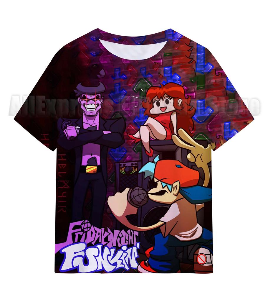 Friday Night Funkin 3D T Shirts Kids Children Game T-shirts Boys Girls Cartoon Anime Tshirts Summer Toddler Tee Streetwear