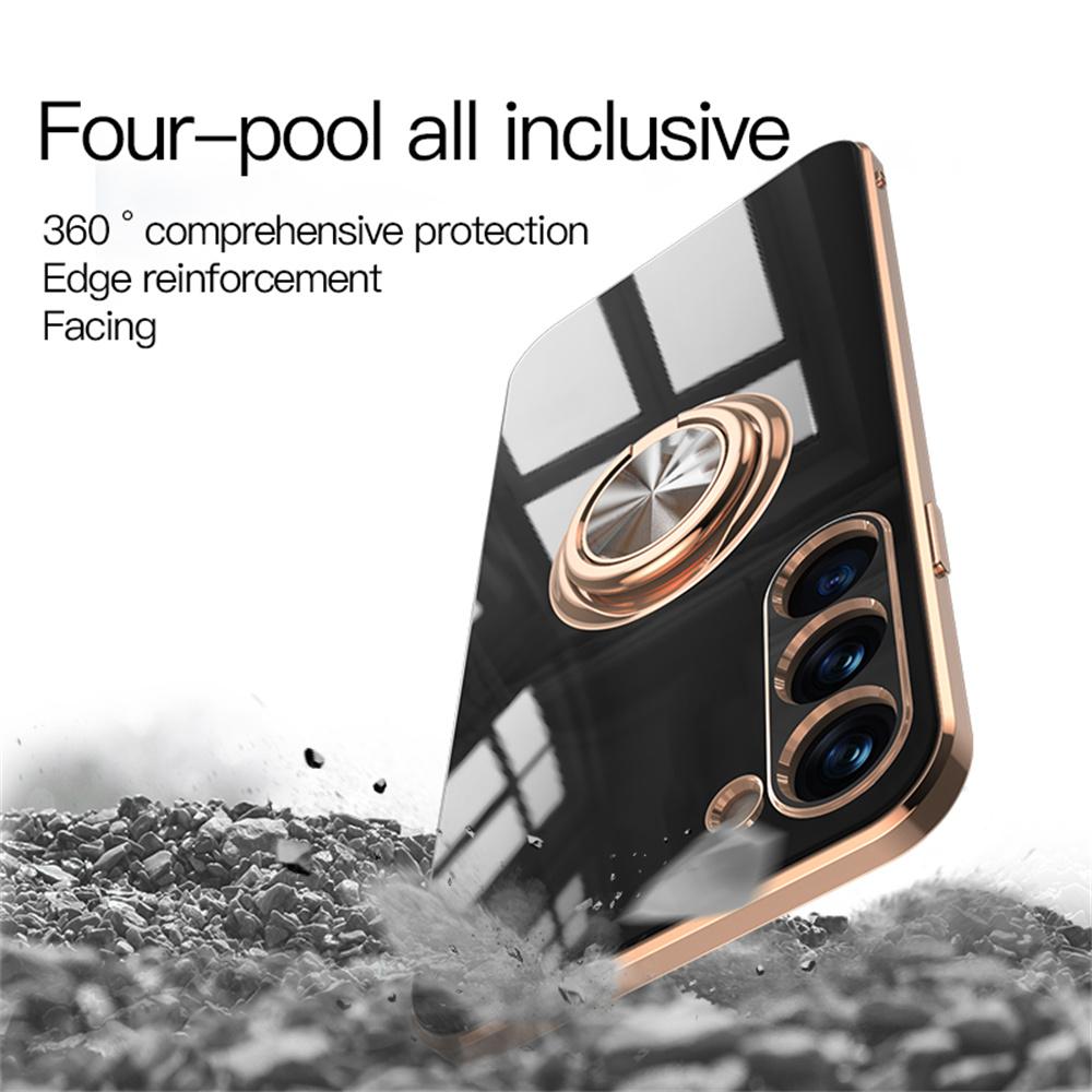 For Samsung Galaxy S23+ Case Precise Cutouts 6D Electroplating TPU Phone Cover with Ring Holder