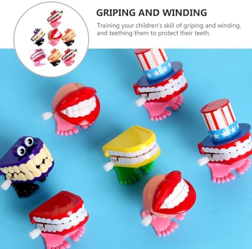 7pcs Wind Up Teeth Toy, Chattering Teeth Dental Care Demonstration Toy, Halloween Decoration, Party Favor for Kids Boys Girls Birthday