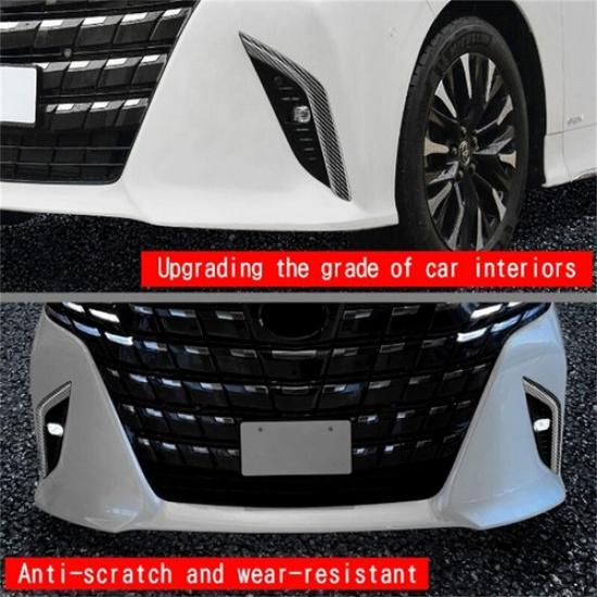 Carbon Fiber 2X Front Fog Light Eyebrow Cover Trim For Toyota Alphard 2023 2024