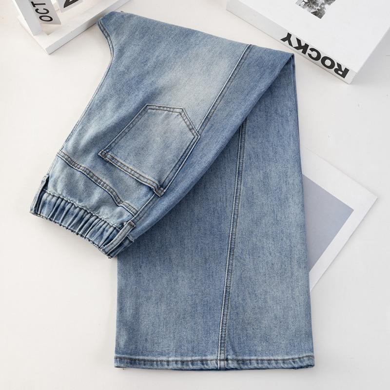 Plus Size Women Casual Wide Leg Straight Denim Long Pants