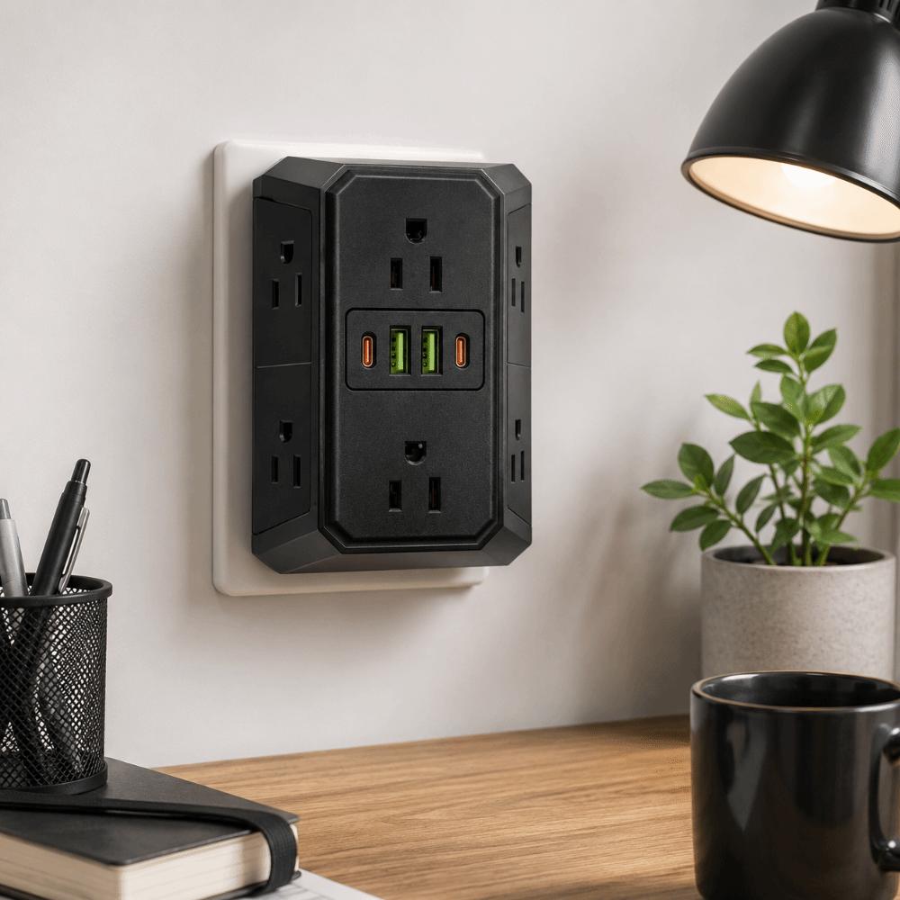 Flame-Retardant Material Multi Port Expander Multiple USB Ports USB Charger Socket for US Daily Use