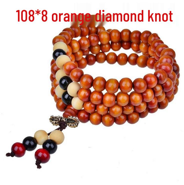 108 Sandalwood Buddhist Beads Bracelet - Fashionable Three-Round Design for Women