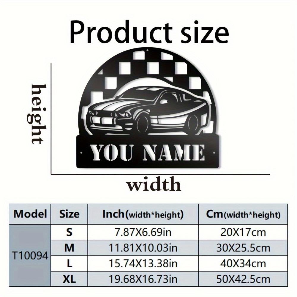 

Metal Car Wall Art Personalized Iron Nameplate for Garage Shed All Weather Black Vehicle Decor 20cm