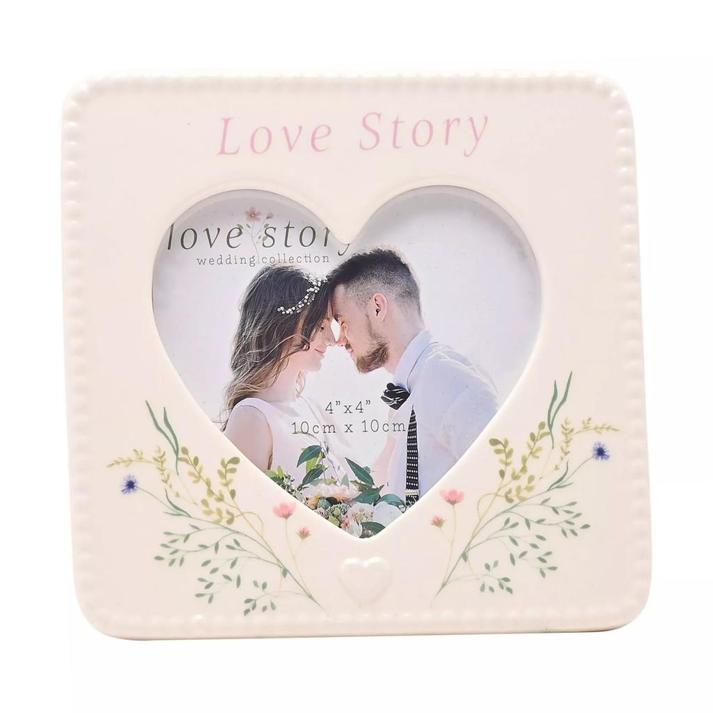 Celebrations Love Story Ceramic Heart Single Photo Frame